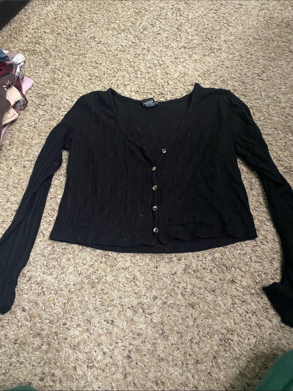 Justify Black Button-Front Cropped Cardigan